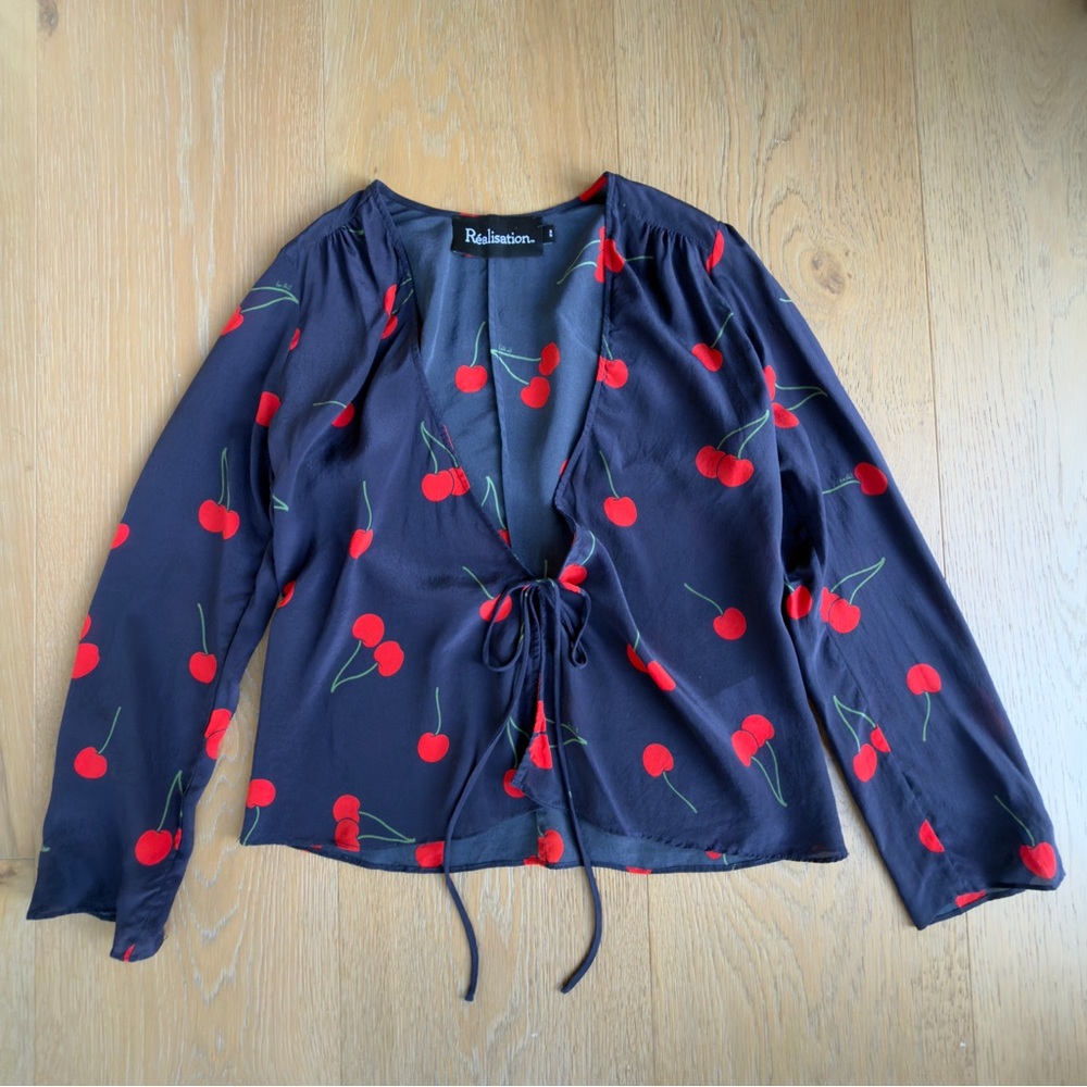 Realisation Par Bianca Silk Blouse in Cherry Print - XS
